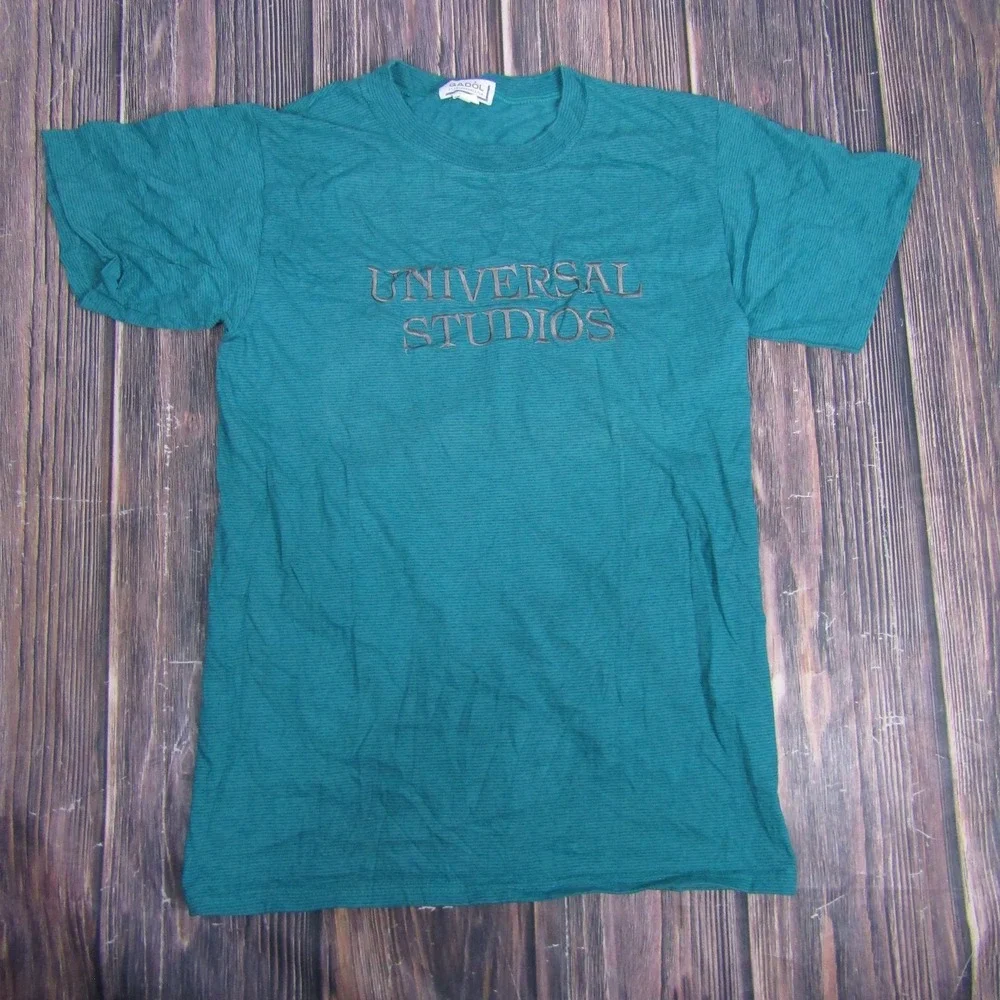 Vintage Universal Studios Shirt Mens Medium Teal Gadol Made USA Theme Park 90s‎